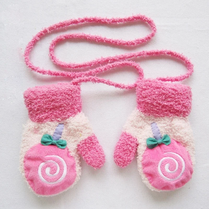 1Pair Hot Sale Cute Cartoon Thicken Warm Fleece Infant Baby Boys Girls Winter Gloves Newborn Mittens for 0-12 Month | Детская одежда и