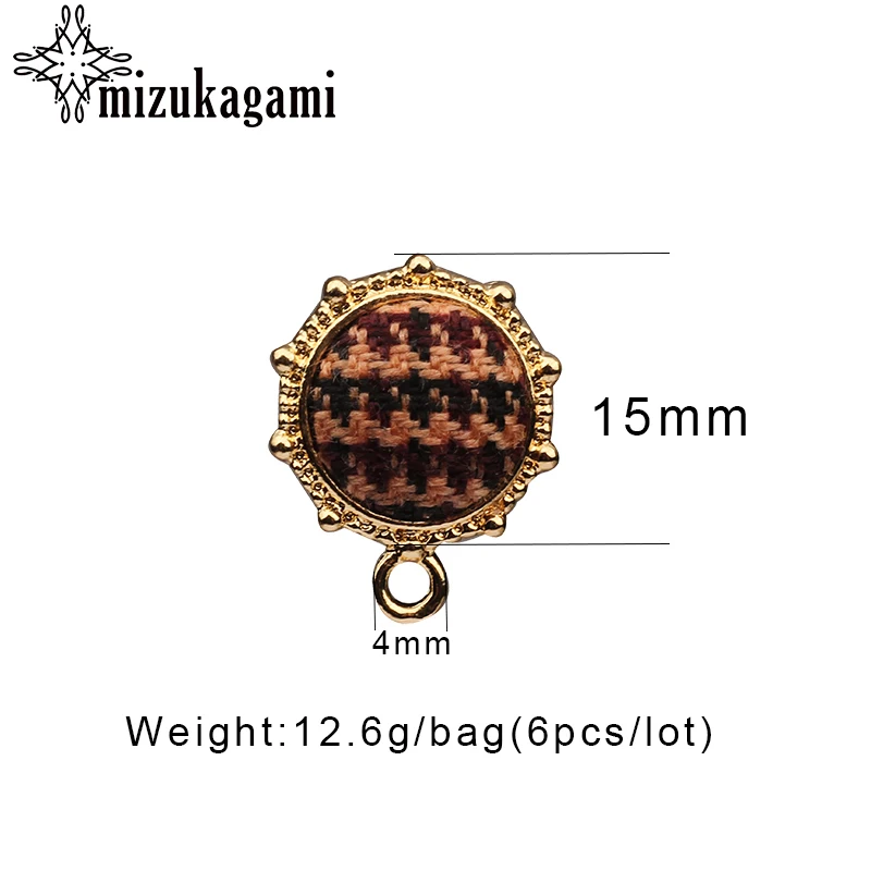 15mm 6pcs/lot Cotton Stud Earrings Gold Side Round Sun Shape 4 Colour For DIY Sweet Jewelry Accessories | Украшения и аксессуары