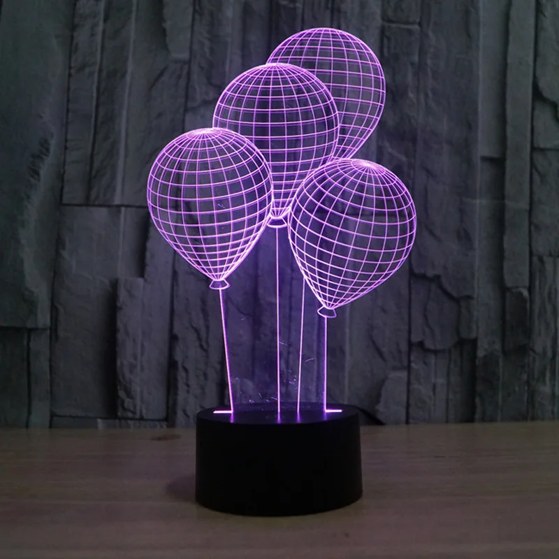 Форма воздушного шара 3D ночник с сенсорным переключателем LED акрил 7 цветов авто