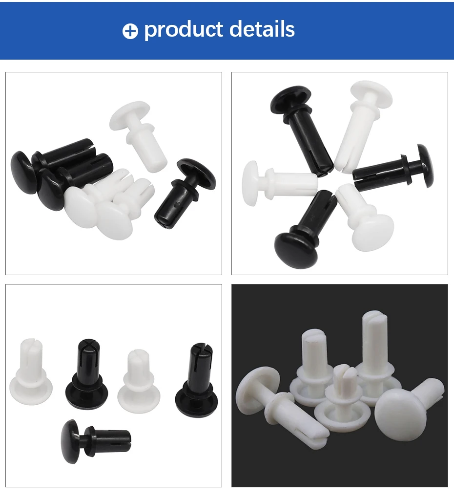 100pcs Diameter 3.1mm R Type Expansion Rivet Nut Nylon Plastic Buckle Clip for Computer PCB Mother Board Black White