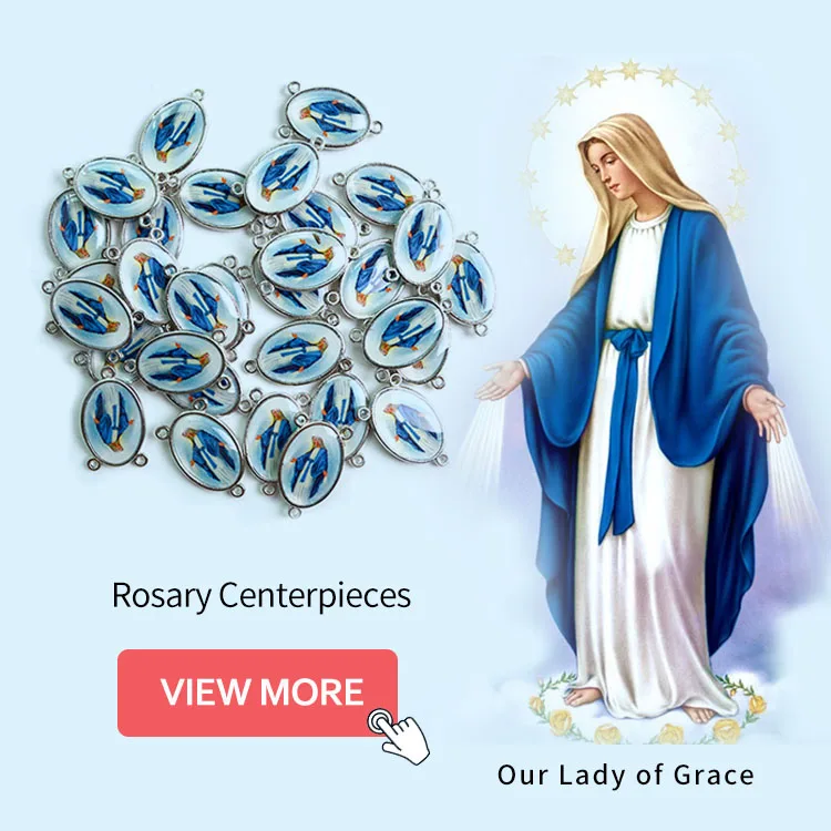 First Communion Rosary Center Medal Beautiful Cup Holy Supper Image