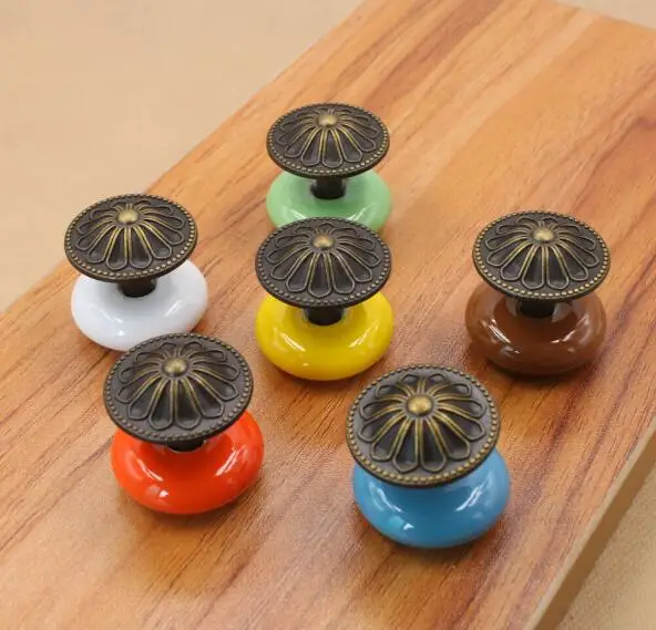 Керамическая ручка в стиле ретро деревенская мебель ящик шкаф дверной круглая