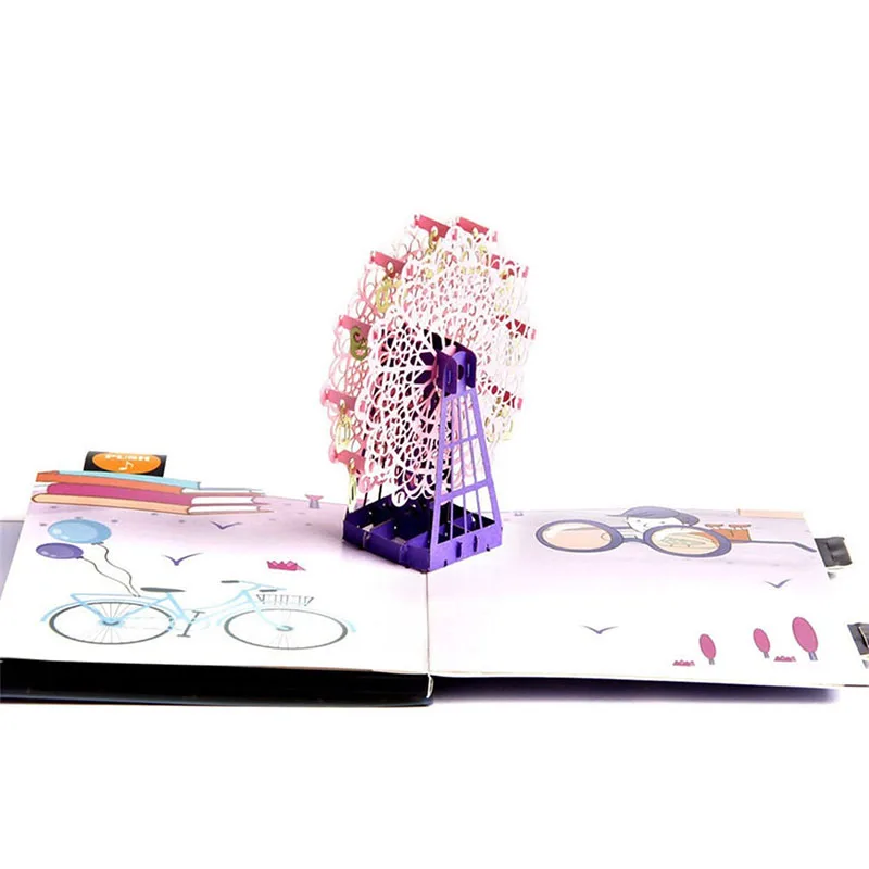 3D лазерная резка ручной работы красочное покрытие колесо обозрения бумажные