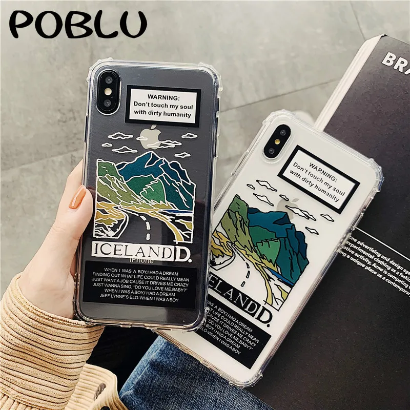 POBLU уникальные дорожные чехлы для iphone XR XS 6s 7 8 Plus Max модный прозрачный мягкий чехол