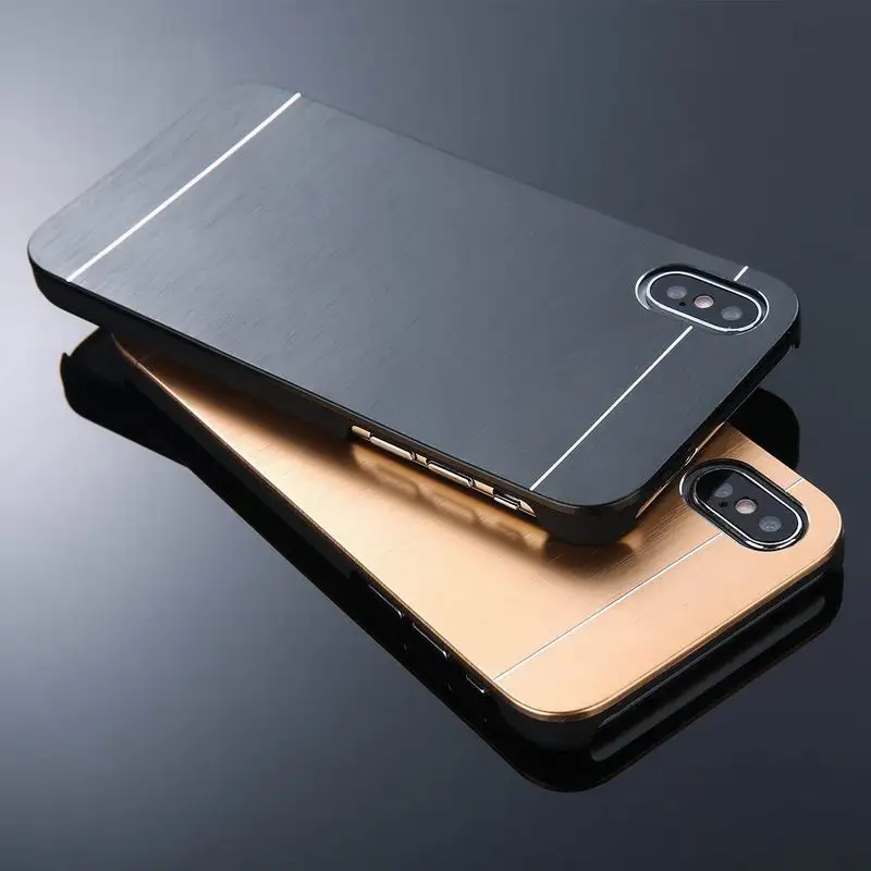 Luxury Aluminum Metal Brush Phone Case For iPhone X XS 7 8 Plus Hard Plastic Hybird Back Cover 6 6s Coque Fonda |