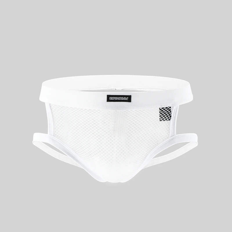 Мужские стринги из сетчатой ткани Cueca черные дышащие в сетку эротические двойные