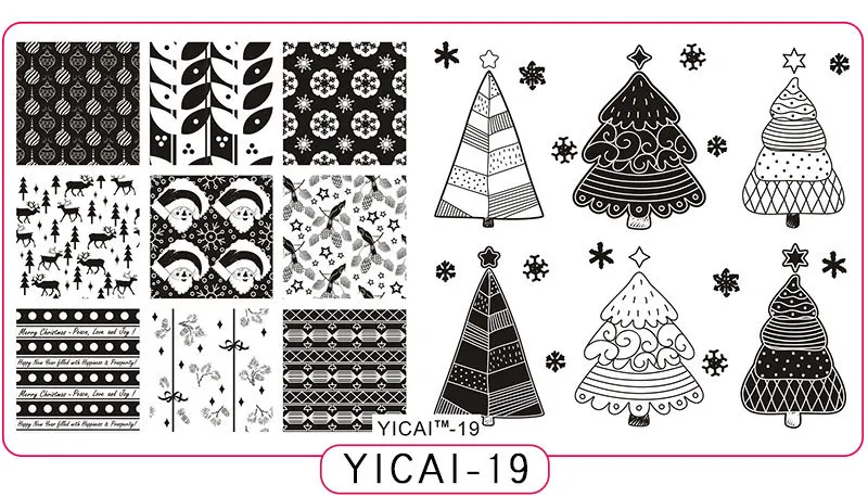 19 YICAI(1-40) серия-изображения пластины для штамповки ногтей трафарет шаблон металл различные фулкавер цветок 1 шт. изображение штамп пластины - Цвет: 19