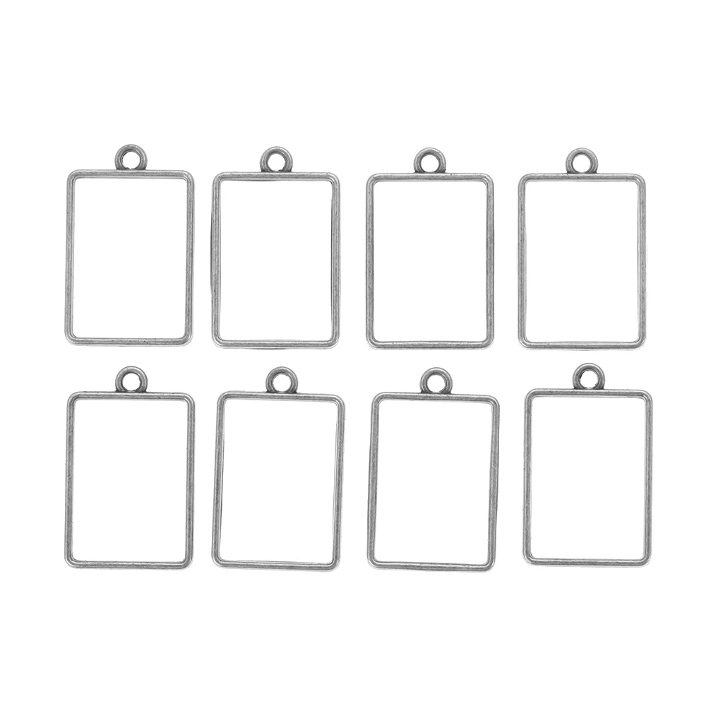 Style5-Silver 8 шт. пустые рамки подвески ювелирные изделия DIY квадратный/круглый геометрический полый прессованный цветок смола делая инструменты аксессуары подвеска рамка - Цвет: Style5-Silver