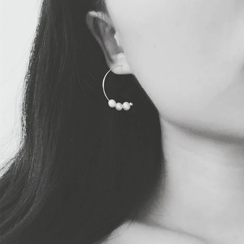 Модные посеребренные серьги ювелирное изделие три имитация жемчуга для женщин