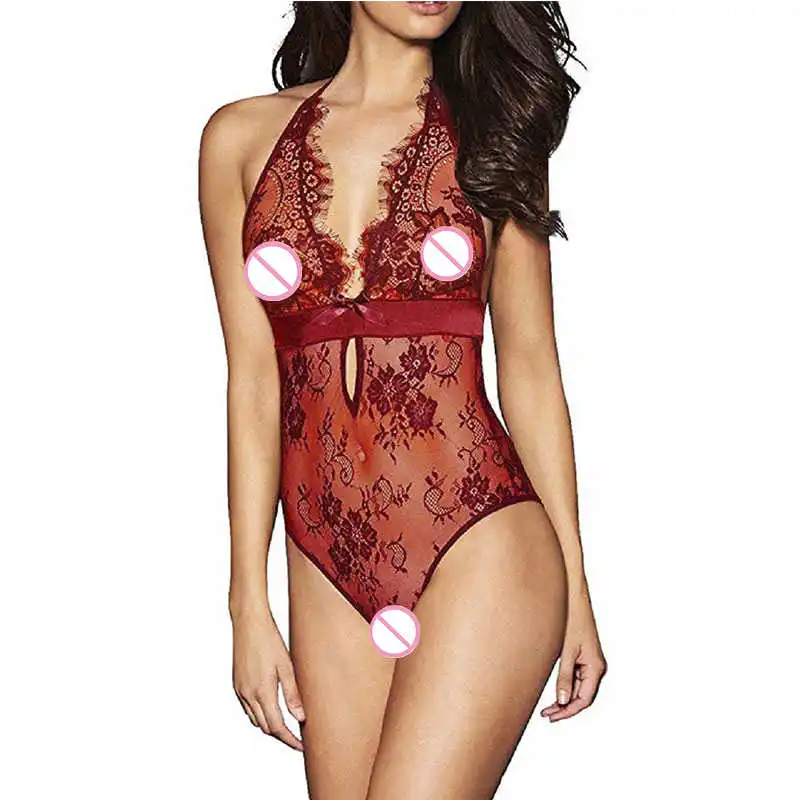 Teddy babydoll сексуальное женское нижнее белье перспективное кружевное эротическое белье, Порно БДСМ сексуальное нижнее белье платье Соблазнительные костюмы с открытой спиной - Цвет: red