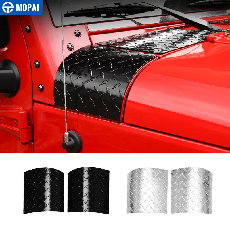 MOPAI Engine Cover Car Stickers for Jeep Wrangler JK 2007- Car Hood Angle Wrap Covers for Jeep JK Wrangler Accessories