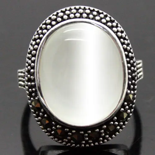 Кольцо женское из серебра 925 пробы с белым опалом на свадьбу|jewelry chain|jewelry jump ringring