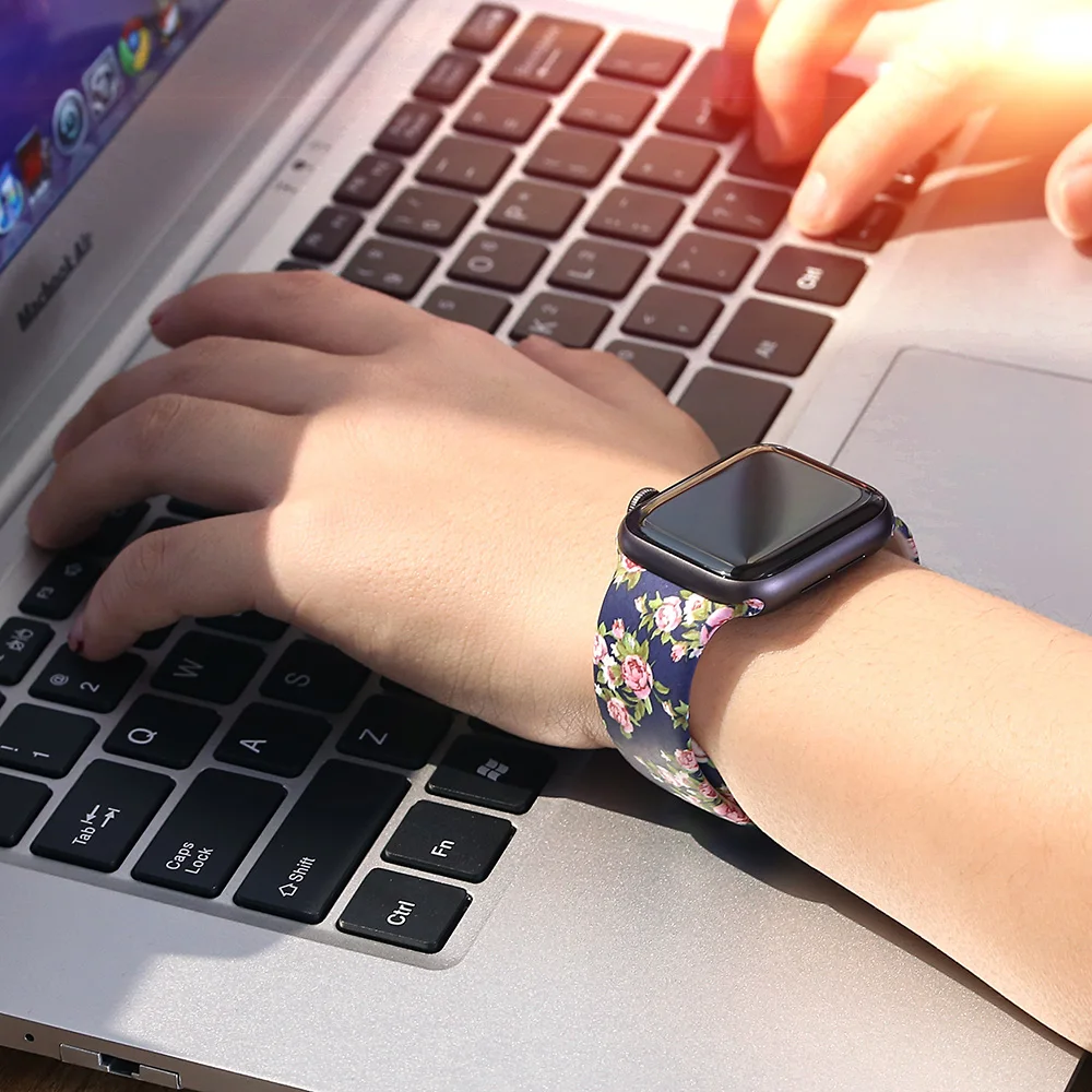 Печатные силиконовый ремешок для наручных часов Apple Watch 38 мм/40 мм 42 мм/44 мм спортивный ремешок для наручных часов iwatch серии 4/3/2/1 Смарт-часы браслет