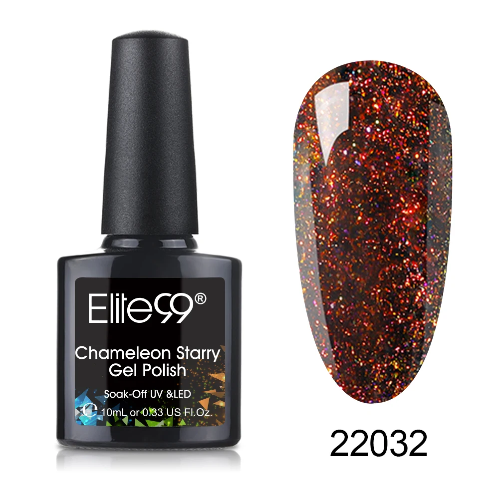 22032 Elite99 Nail Art Design 10ML Soak Off Enamel UV Gel Nail Polish Lacquer Varnish Chameleon Gel Polish Black Based LED Lamp - Цвет: 22032