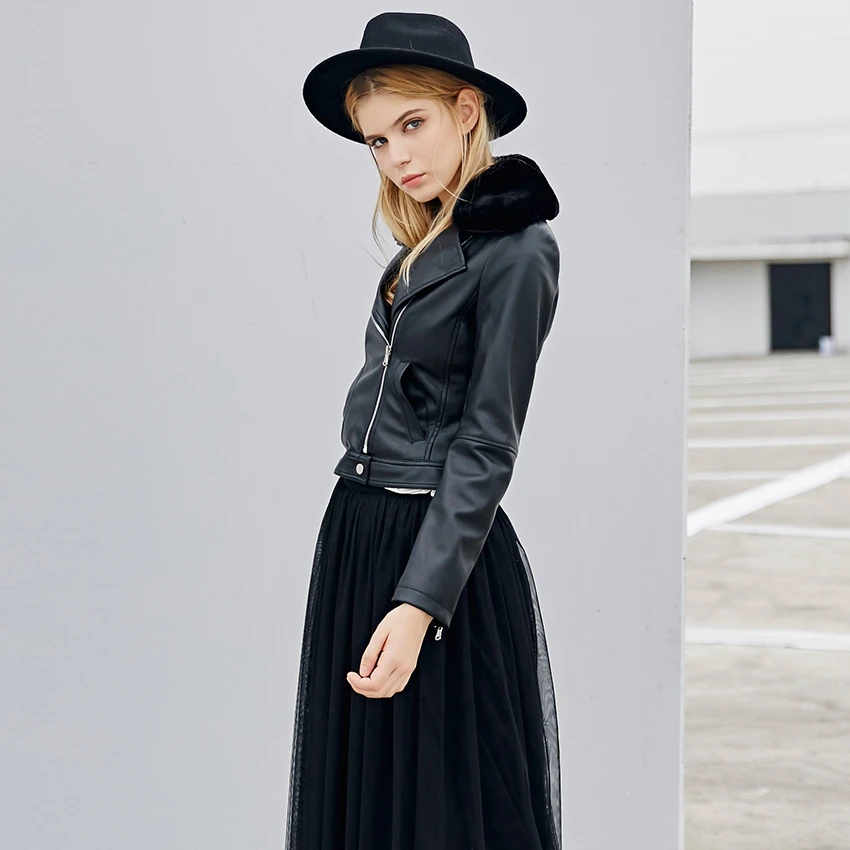 Glouphant модные новые зимние основной шерстяной мягкий Искусственная кожа куртка