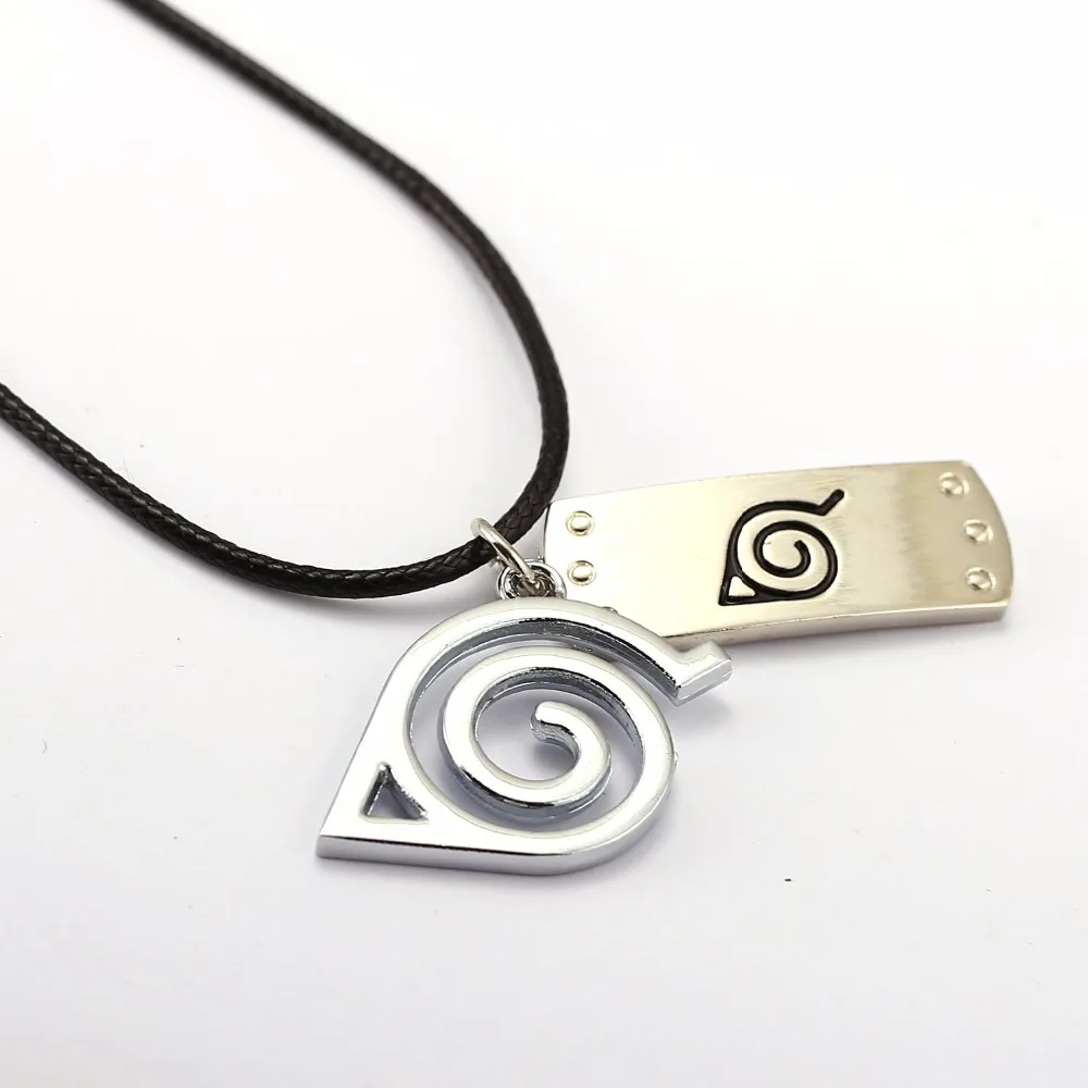 

Anime Leaf konoha Mark Headband Shape&Leaf Mark Metal Double Pendant Necklace Statement Jewelry For Fans