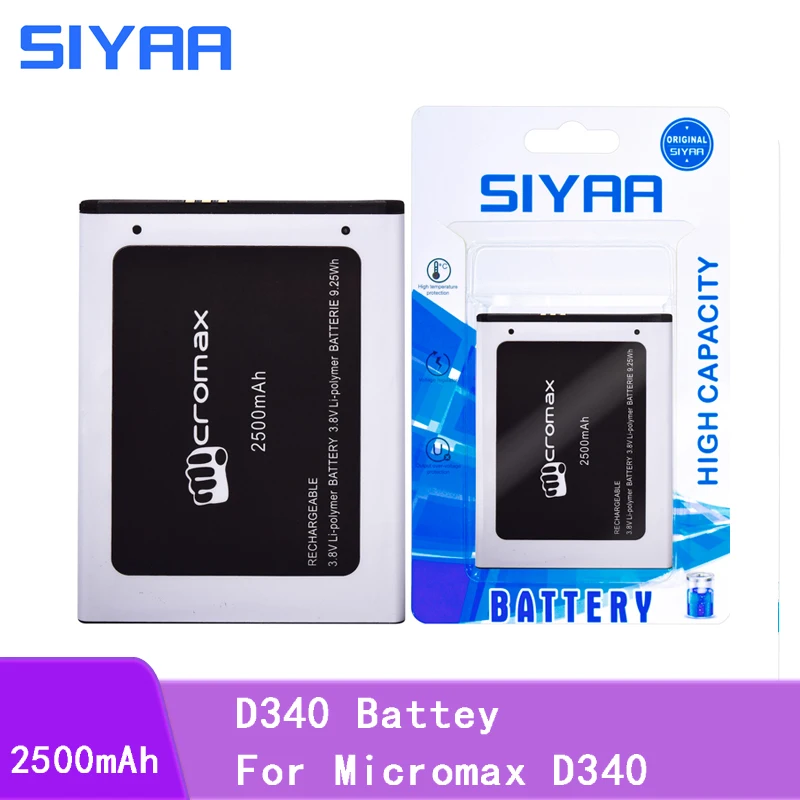 SIYAA мобильный телефон Батарея D340 Для Micromax литий ионный аккумулятор высокой