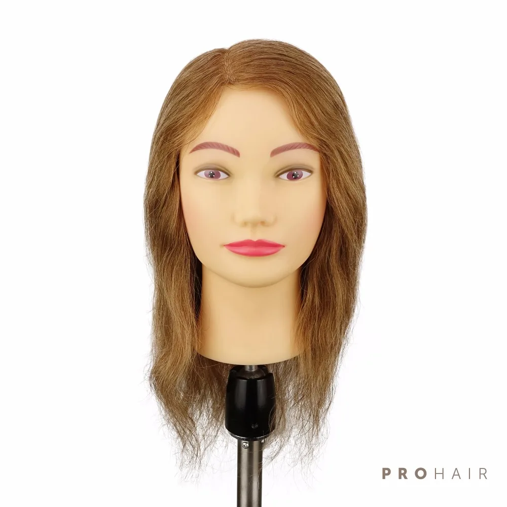 PROHAIR 35 см 14 &quot100% человеческие волосы Темно русый тренировочная голова Салон