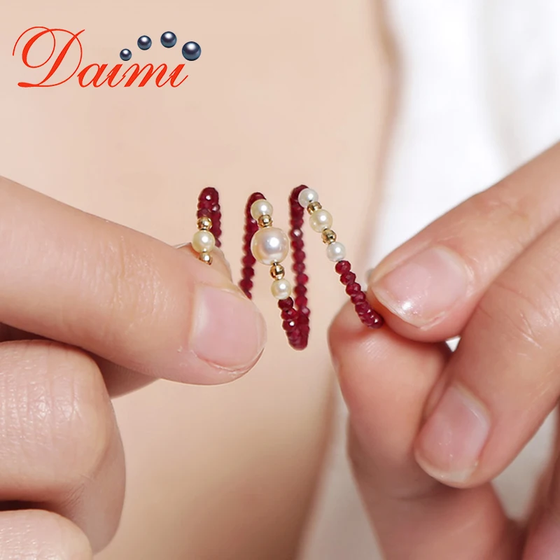 DAIMI из 18-ти кратного желтого золота кольцо для рисования идеально круглых перлы