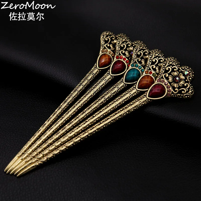 Металлическая ажурная корона цветок шпильки для волос женские хрустальные