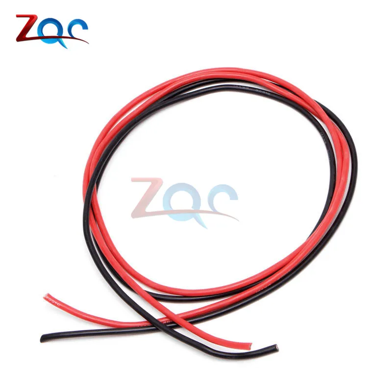 Гибкий провод калибра 14 AWG 1 комплект черный М + Красный м|copper cable|stranded cablesilicone flexible