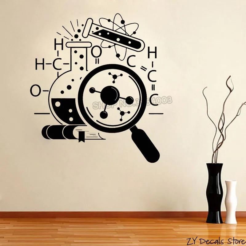 

Chemistry Scientist Art Stickers Wallpaper Teens Bedroom Removable Home Decoration Science Vinyl Wall Decal Lab Decor Mural S518