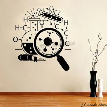 Chemistry Scientist Art Stickers Wallpaper Teens Bedroom Removable Home Decoration Science Vinyl Wall Decal Lab Decor Mural S518