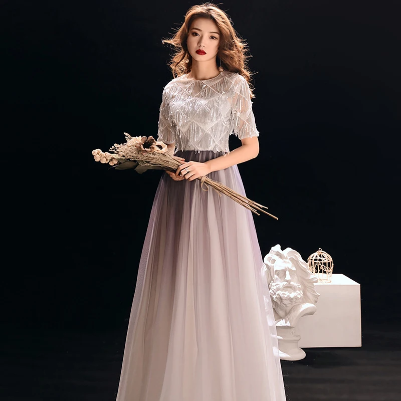 Вечернее платье, сексуальное, тонкое, с круглым вырезом,, с блестками, Robe De Soiree, длинное, размера плюс, женские платья для вечеринок, с коротким рукавом, платья для выпускного вечера E560 - Цвет: as picture