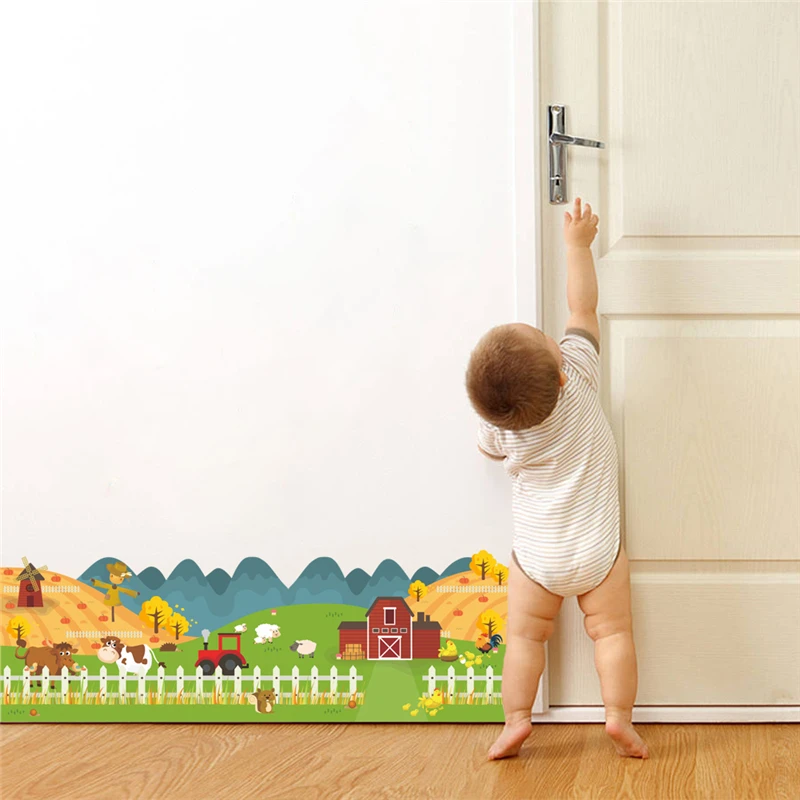 Счастливая ферма животное дом забор Настенная Наклейка для детской комнаты обои