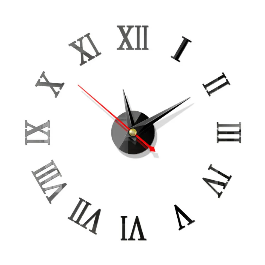 Настенные часы Horloge 3d римские цифры Diy акриловые зеркальные наклейки украшение