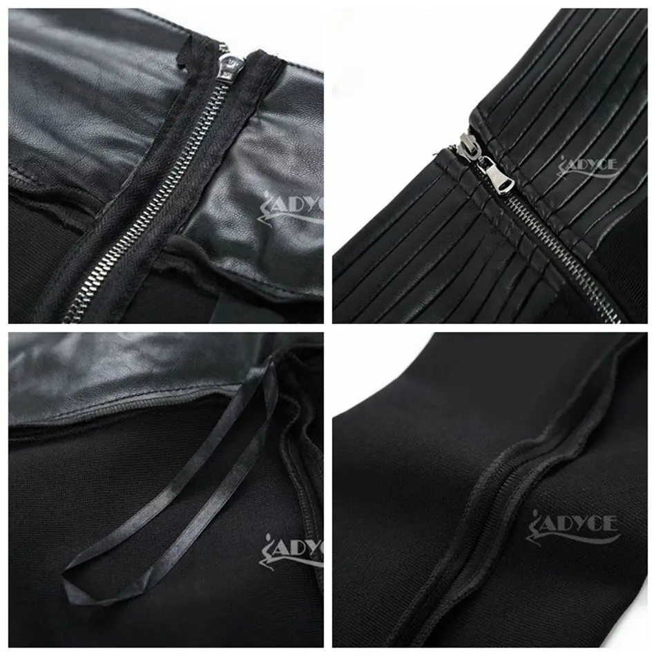 ADYCE 2017 Лидер продаж пикантные женские черные pu лоскутные леггинсы жаккардовые