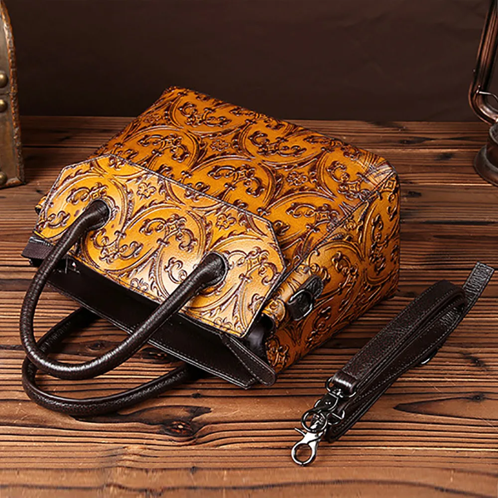 Сумка мессенджер женская из натуральной воловьей кожи с тиснением|ladies tote bags|brand