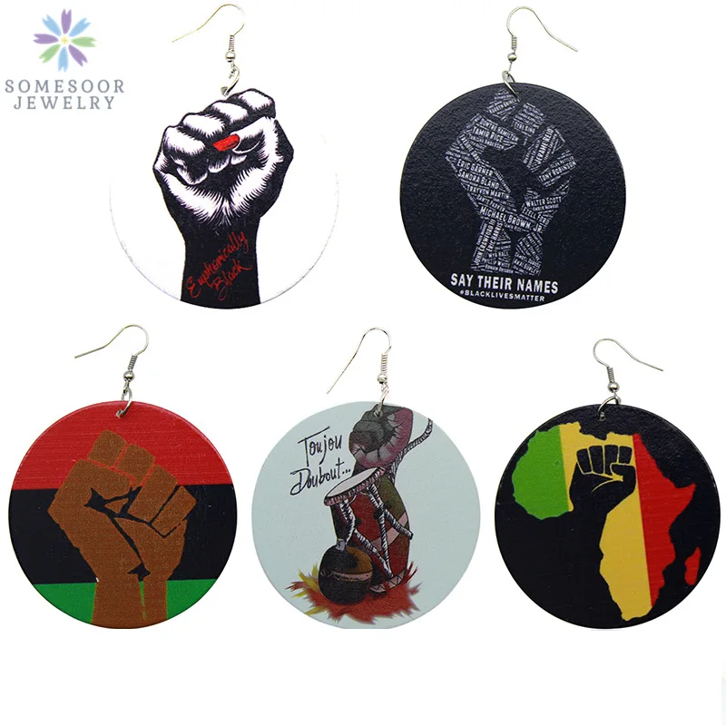 Оптовая продажа разнообразные африканские деревянные висячие серьги SOMESOOR