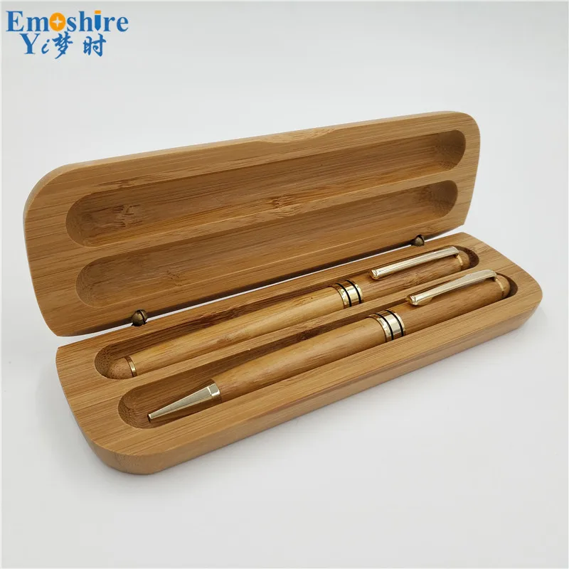 Бамбуковая двойная шариковая ручка лучшего качества с футляром для карандашей