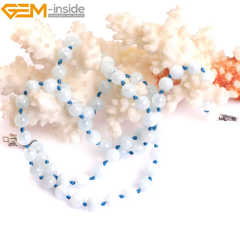Gem-inside натуральный голубыми аквамаринами Цепочки и ожерелья DIY ювелирных изделий