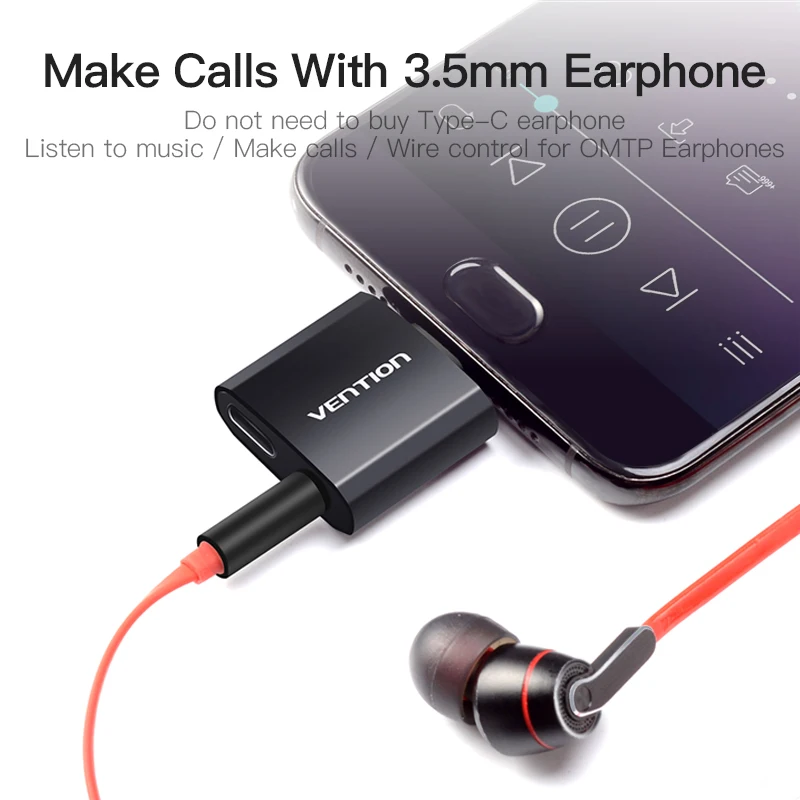 Переходник Vention с USB Type C на AUX 3 5 мм разъем для наушников Xiaomi 6 Note MIX HUAWEI P20 Pro