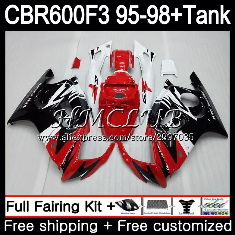 

+Tank For HONDA red black hot CBR600FS CBR 600F3 1995 1996 1997 1998 75HC.7 CBR 600 F3 FS CBR600F3 CBR600 F3 95 96 97 98 Fairing