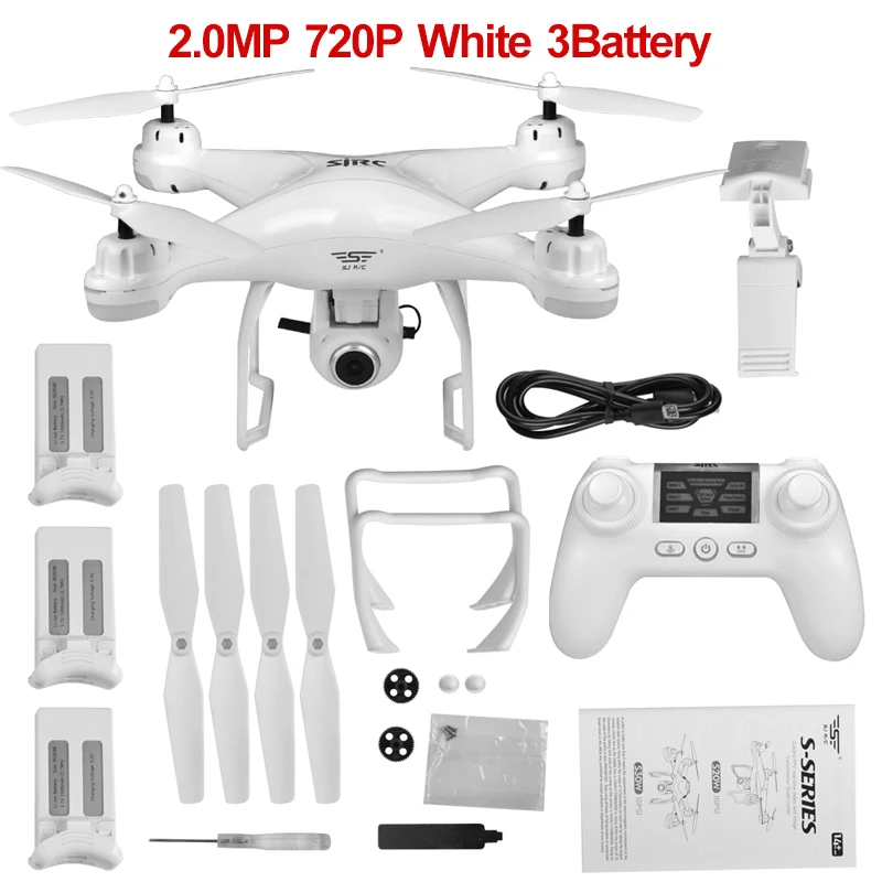 720P White 3Battery S-SERIES S20W двойной gps динамический следить Wi-Fi FPV с 1080 P/720 P широкоугольная камера мульти батареи RC Дрон Квадрокоптер VS X21 - Цвет: 720P White 3Battery