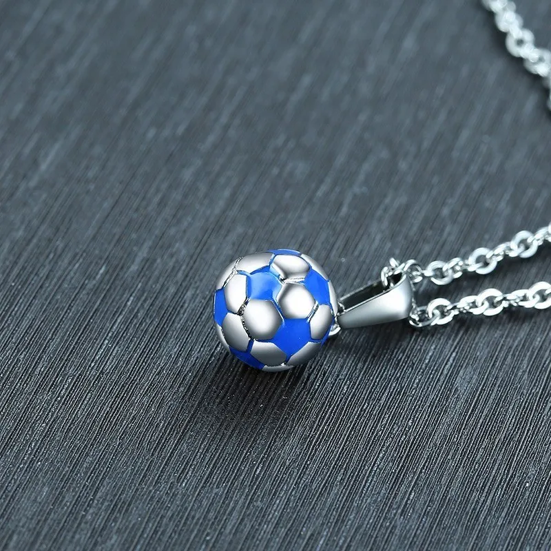 Мужские спортивные футбольные ожерелья серебряного цвета и синего тона из