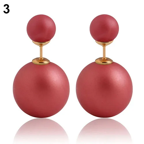 Горячих Женщин Мода Candy Color Элегантный Двухсторонний Имитация Перл Уха Серьги