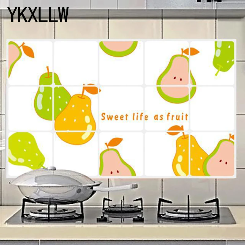 18*30Inch Fruit Pear Kitchen High Temperature Removable Aluminum Foil Art Decoration Home Stickers Oil Wall | Дом и сад