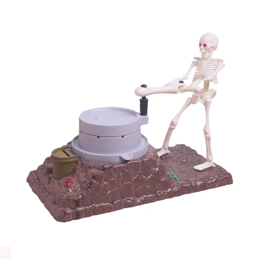 Automated ghost Skeleton Skull grinding mill Moving Electronic Coins saving Money Piggy Bank mischief Box for kids birthday gift | Дом и сад