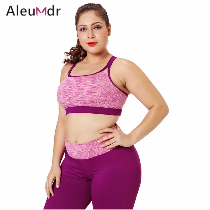 Aleumdr Активный спортивный бюстгальтер плюс размер женский многоцветный рисунок