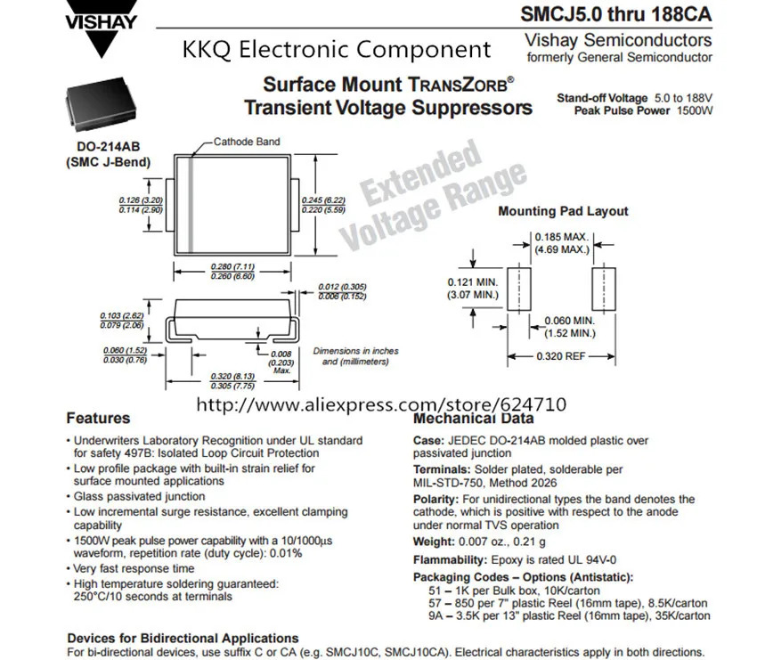 50 ШТ. НОВЫЙ SMCJ26C 26 В DO 214AB SMC SMCJ26CA 1500 Вт 1.5KW двунаправленный Ограничители
