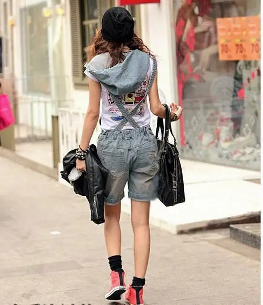 Рваные джинсовые комбинезоны женские короткие брюки Повседневный детский