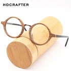 Винтажные круглые оправы для очков HDCRAFTER в стиле ретро, деревянные очки для коррекции зрения при близорукости с прозрачными линзами, деревянная оправа для очков для чтения