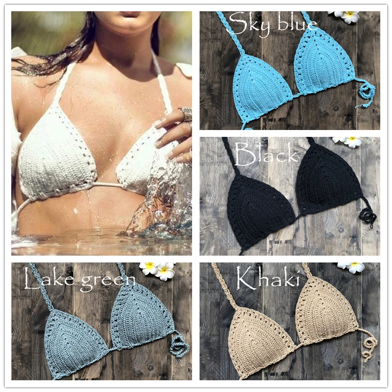 Bikini de ganchillo hecho a mano para mujer, ropa de baño de punto, Top de Bikini brasileño con ganchos, sujetador bohemio para playa, 2021 (0)