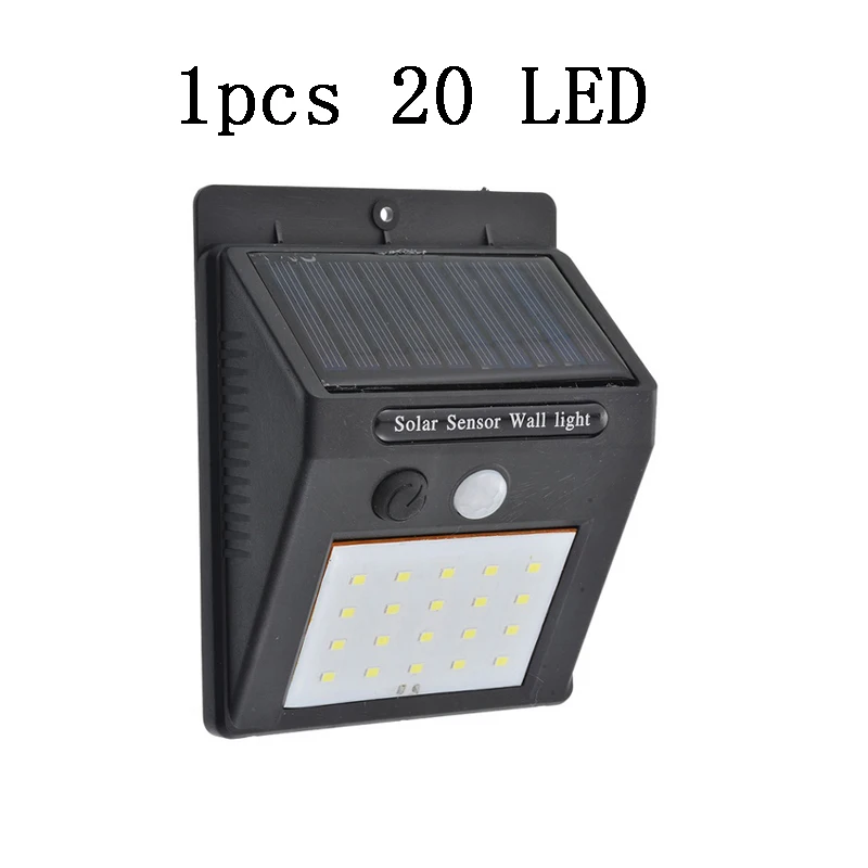 1pcs 20 LED 20/30 светодиодный садовый светильник на солнечной батарее PIR датчик движения Солнечная настенная лампа энергосберегающие Лампы Безопасности - Испускаемый цвет: 1pcs 20 LED