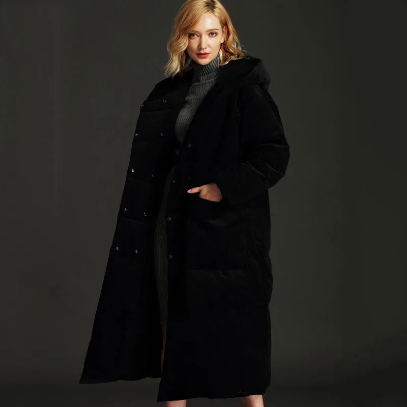 Plus Size XS-5XL Corduroy Thick Down Jacket 2019 New Winter Women Oversize and Coat Big Puffer W59 | Женская одежда