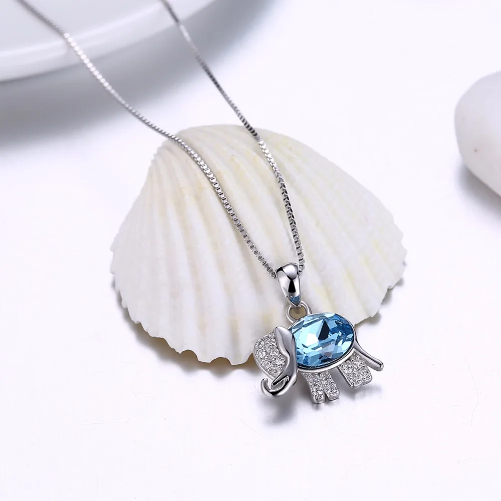 Ожерелье из стерлингового серебра 925 пробы с кристаллами Swarovski Elements со слоном